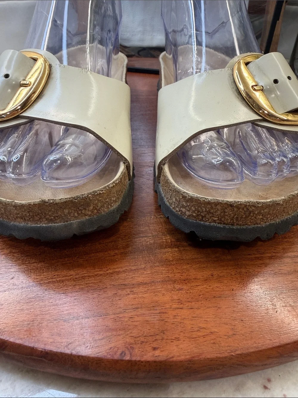 Birkenstock Madrid Big Buckle Slide Sandals with Gold Buckle